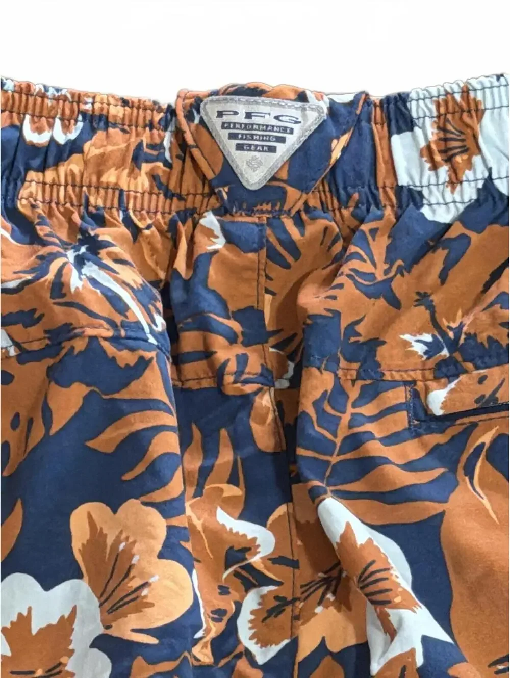 Columbia Men's Floral Print Swim Shorts with Elastic Waistband Pockets - Size XL